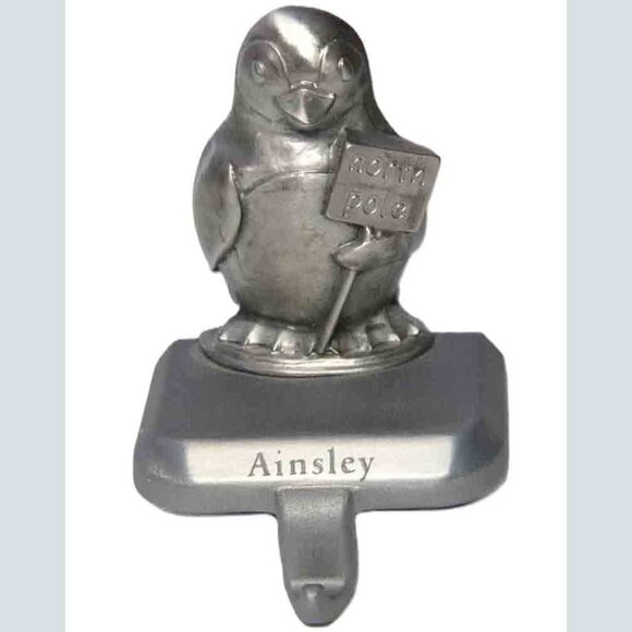 ESL 1.7 pound Cast Iron Ainsley Christmas Stocking Hanger Penguin North Pole - Picture 1 of 2